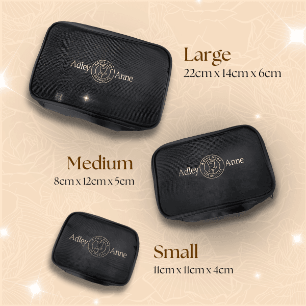 Adley Anne Cosmetic Mesh Pouch 3 piece set