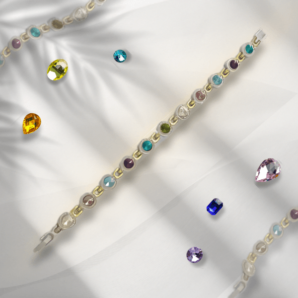 Vintage Sterling Silver Gemstone Filigree Magnetic Bracelet