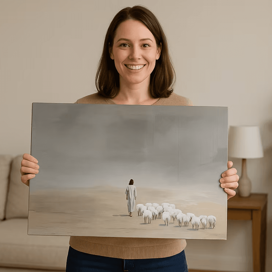 Jesus with Flock - Canvas Print Horizontal